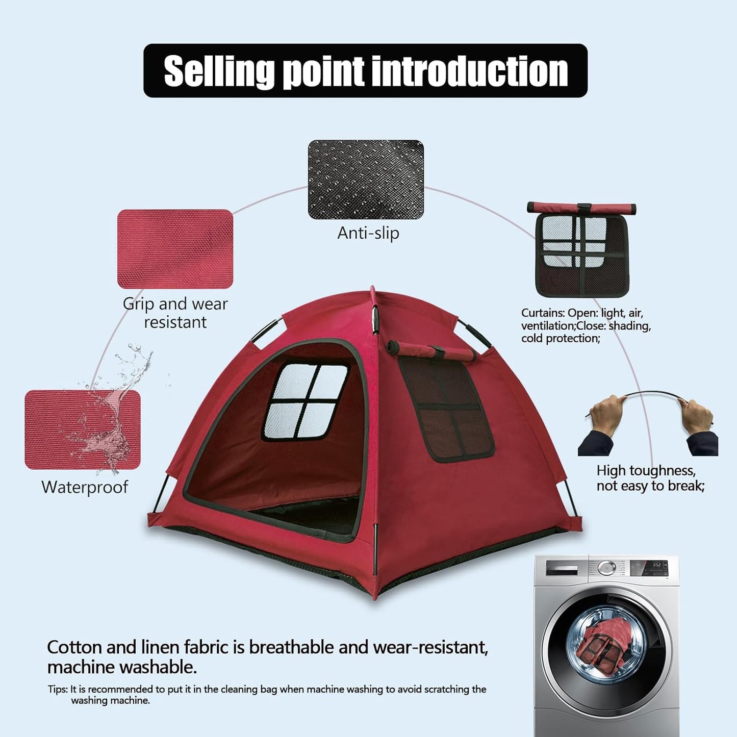 Red Cat Tent House、Cat's Nest, Portable Indoor/Outdoor Pet Tent House for Cats, Puppies and Other Small Animals