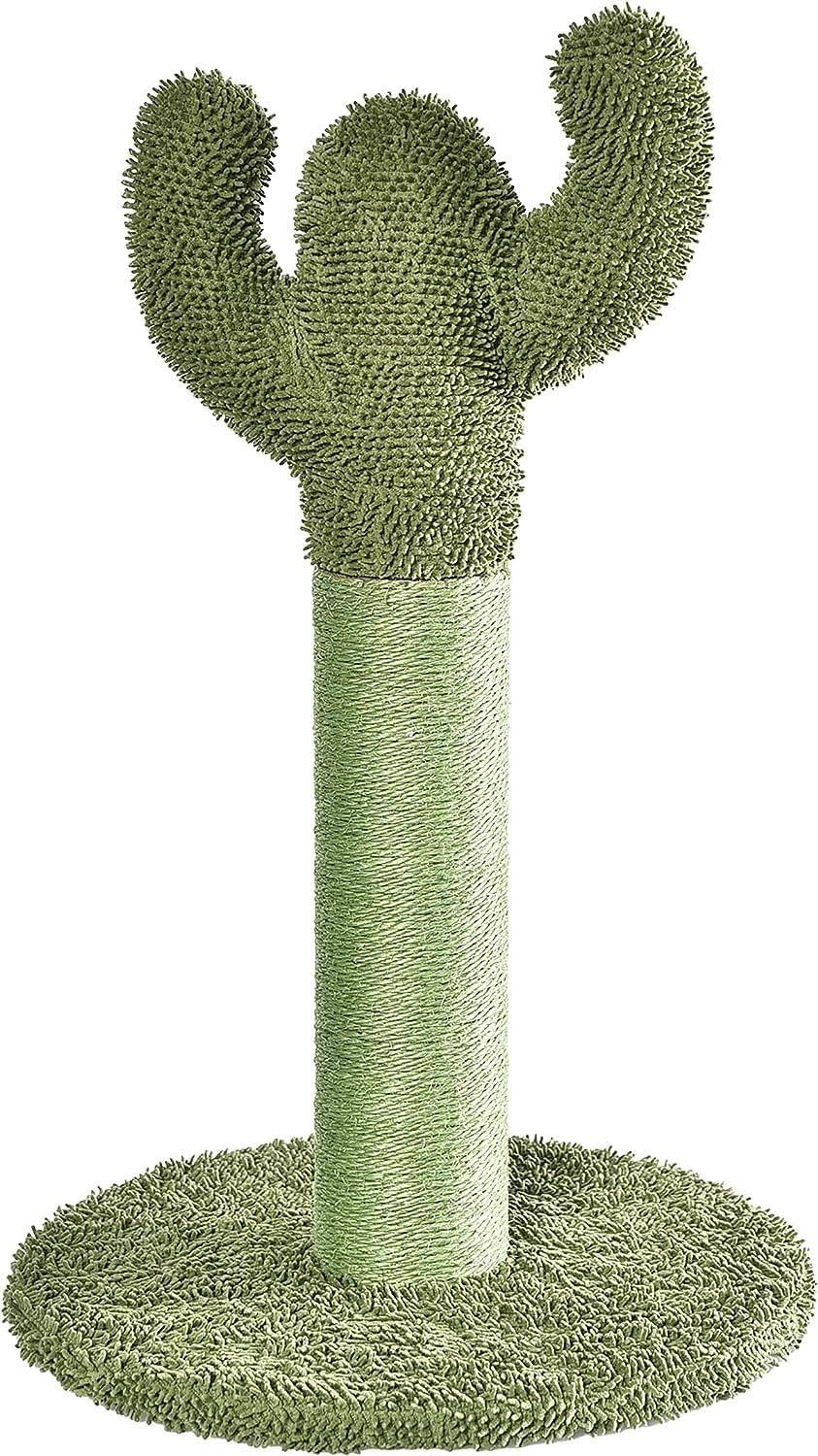 Amazon Basics Cat Scratcher - Indoor Cactus Single Cat & Kittens Scratching Post with Dangling Ball, Medium (25.6"H) - Green