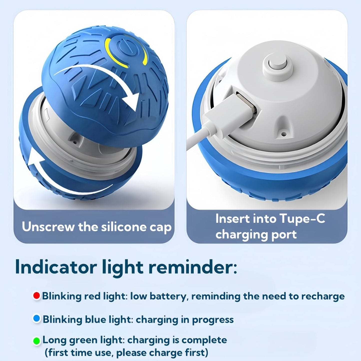 2025 New Interactive Dog Toys Dog Balls,Durable Motion Activated Automatic Rolling Ball Toys for/Small/Medium Dogs(Orange+Blue)