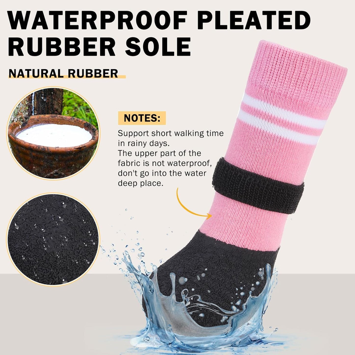 SCENEREAL Anti Slip Dog Boots & Paw Protectors for Hardwood Floor, Extended Dog Socks to Prevent Licking Paws, Waterproof Pet Snow Rain Shoe for Winter Large Senior Dogs, Pink L