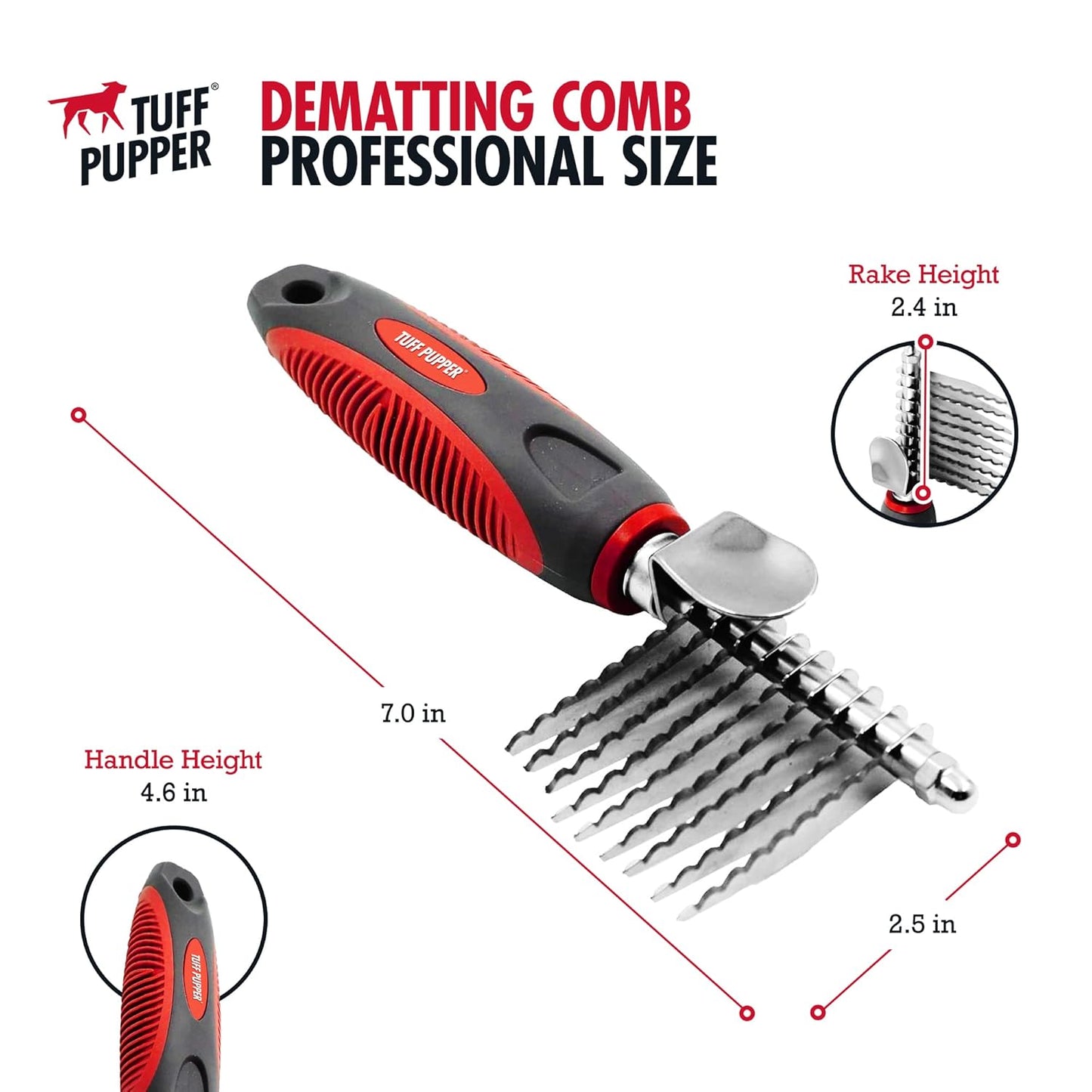 Dematting Comb For Dogs & Cats – Detangling Brush Tool For Dogs Easily & Safely Remove Dead, Matted Or Knotted Hair | Ergonomic, No-Slip Safety Handle for Precision Control | For Poodles & Curly Hair