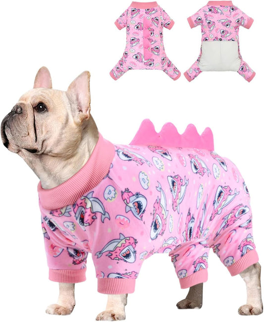 CuteBone Dinosaur Costume Dog Pajamas, Stretchy Spandex Crystal Velvet Sleepwear Coat for Small Dogs, Soft & Warm Pet Outfit Clothes for Cold Weather, Cozy Pullover Design COSP09XL