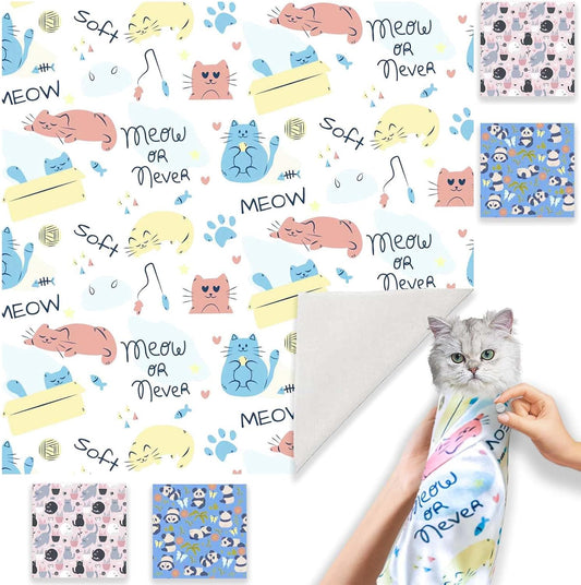 31.5" Cat Wrap for Grooming-Premium Cat Grooming Wrap Cat Restraint for Nail Clipping, Self-Adherent Soft Cat Blanket to Wrap Cat Anti-Scratch Anti-Escape Grooming Bag (White, XXL)