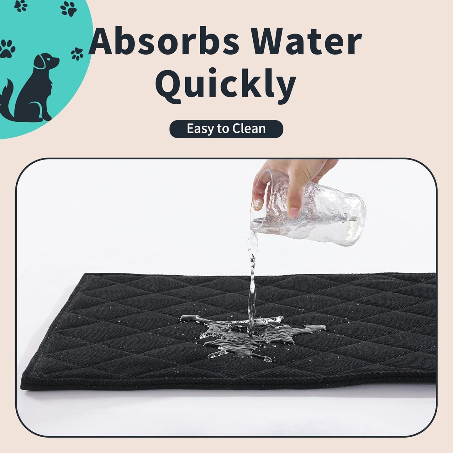 MABOZOO Indestructible Dog Bed, Chew Proof Crate Pad for Aggressive Chewers, Machine Washable Quilted Mat, Durable for Medium Dogs, Black Kennel Pad (28x41 in)