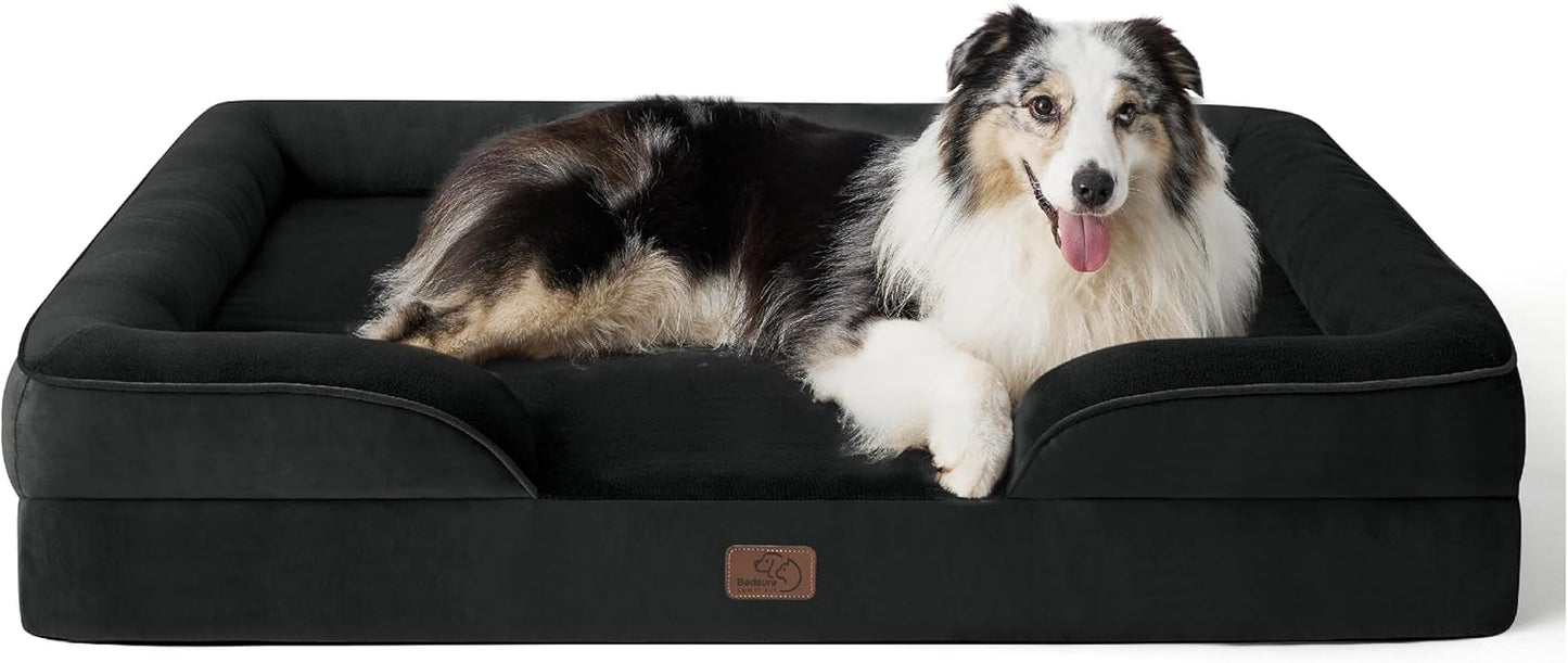 Bedsure XL Orthopedic Dog Bed for Extra Large Dogs - Washable XLarge Dog Cat Bed Waterproof, Comfort Dogs Couch Sofa with Washable Removable Cover, Pet Bed with Nonskid Bottom, Black, 42"