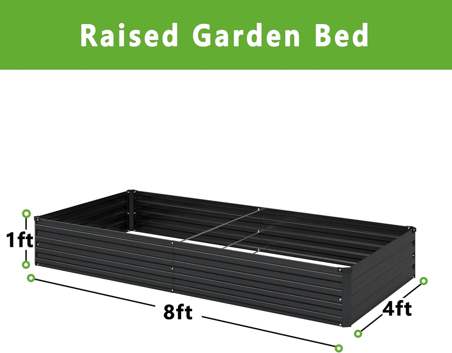 MGNO 2pcs 8x4x1FT Galvanized Raised Garden Bed-Outdoor Planter Box for Vegetables-Metal Garden Bed,Rectangle Planting Box for Herb,Flower,Black