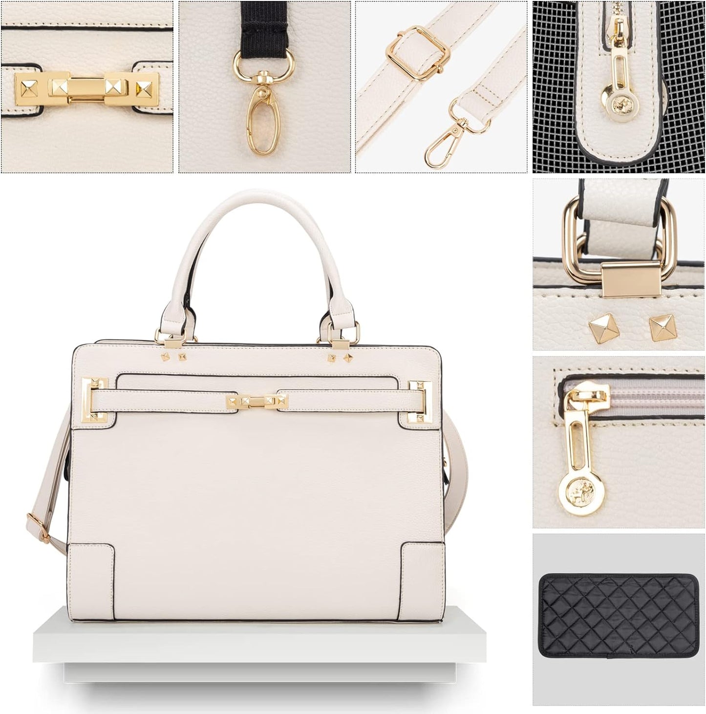 Fashion Pet Carrier Dog Cat Carrier Purse Soft-Sided Leather Handbag Pet Tote Bag for Small Dogs Puppy and Cats TSA Airline Approved (Beige)