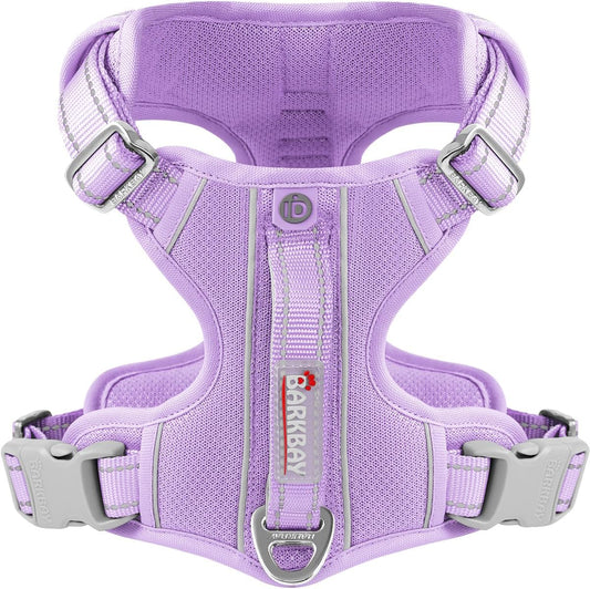 BARKBAY Dog Harness No Pull with ID Tag Pocket - Heavy Duty, Reflective, Easy Control for Large Dogs(Violet Purple,S)