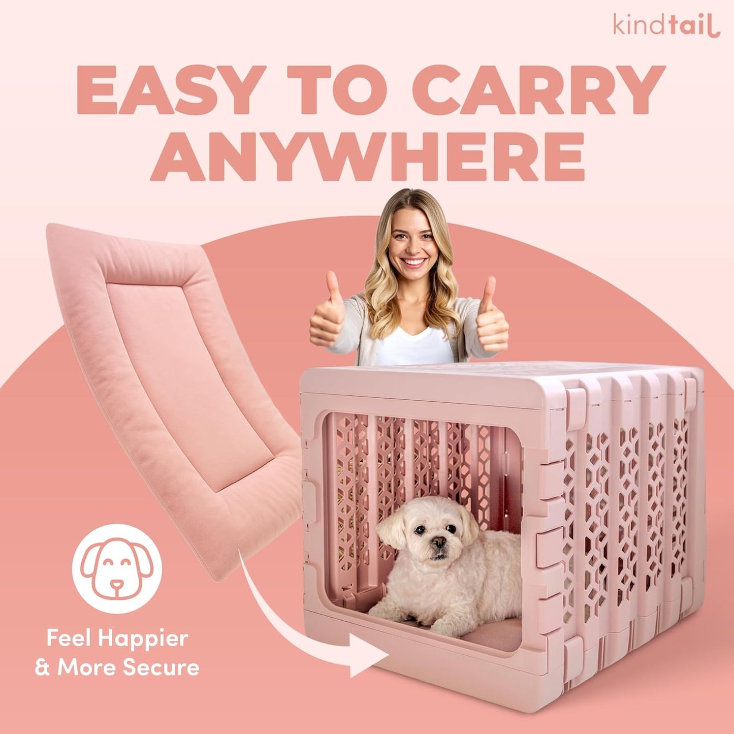 KindTail Dog Crate Pad - Soft Velvet, Reversible Bed - Machine Washable Kennel Mat for Pets up to 15 lbs, Mattress for Cozy Sleeping - 20” x 15” x 1” (Light Grey, Small)