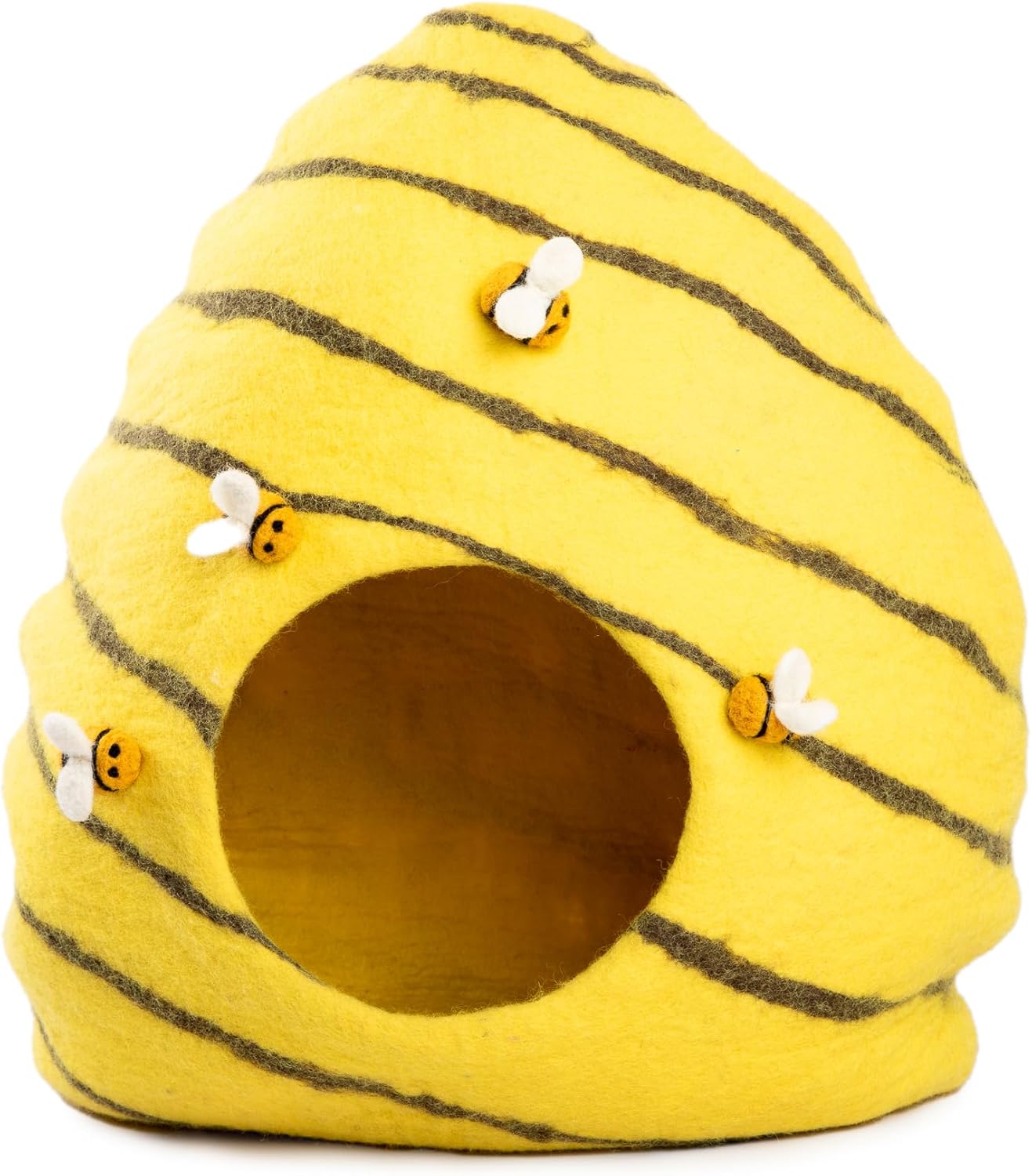 Luxurious Eco-Friendly Merino Wool Cat Cave Bed Beehive - Foldable Hideaway Pod for Indoor Cats - Premium Felt Kitten Beds - Covered Cat House for Ultimate Cozy Comfort by Woolygon