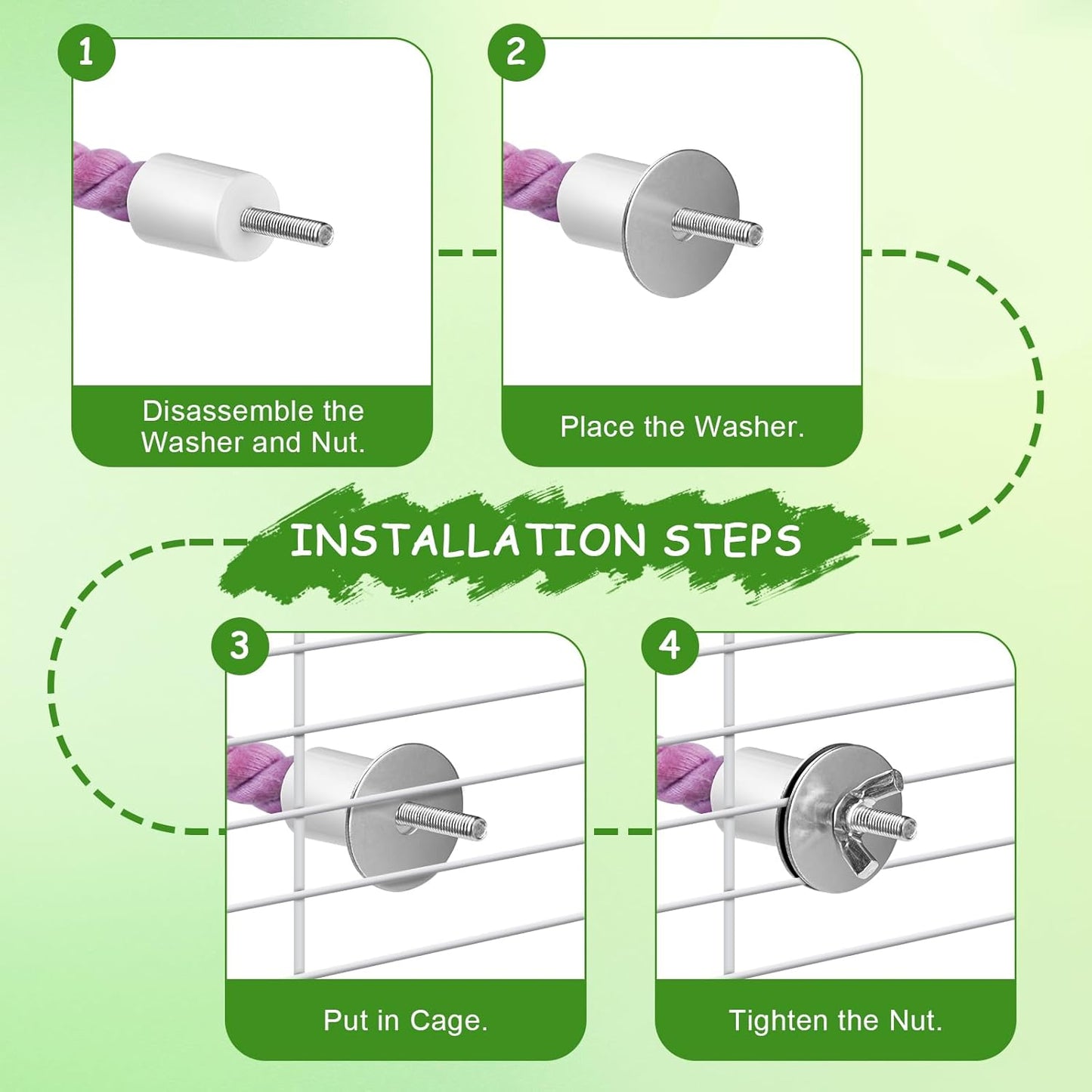 3 Pcs Bird Rope Perches Gradient Color, Bendable Parrot Bird Perch Rope Stand for Cage, Stand Climbing Stand Toy for Cockatiels, Lovebirds, Budgies, Parakeets (2 Short + 1 Long)