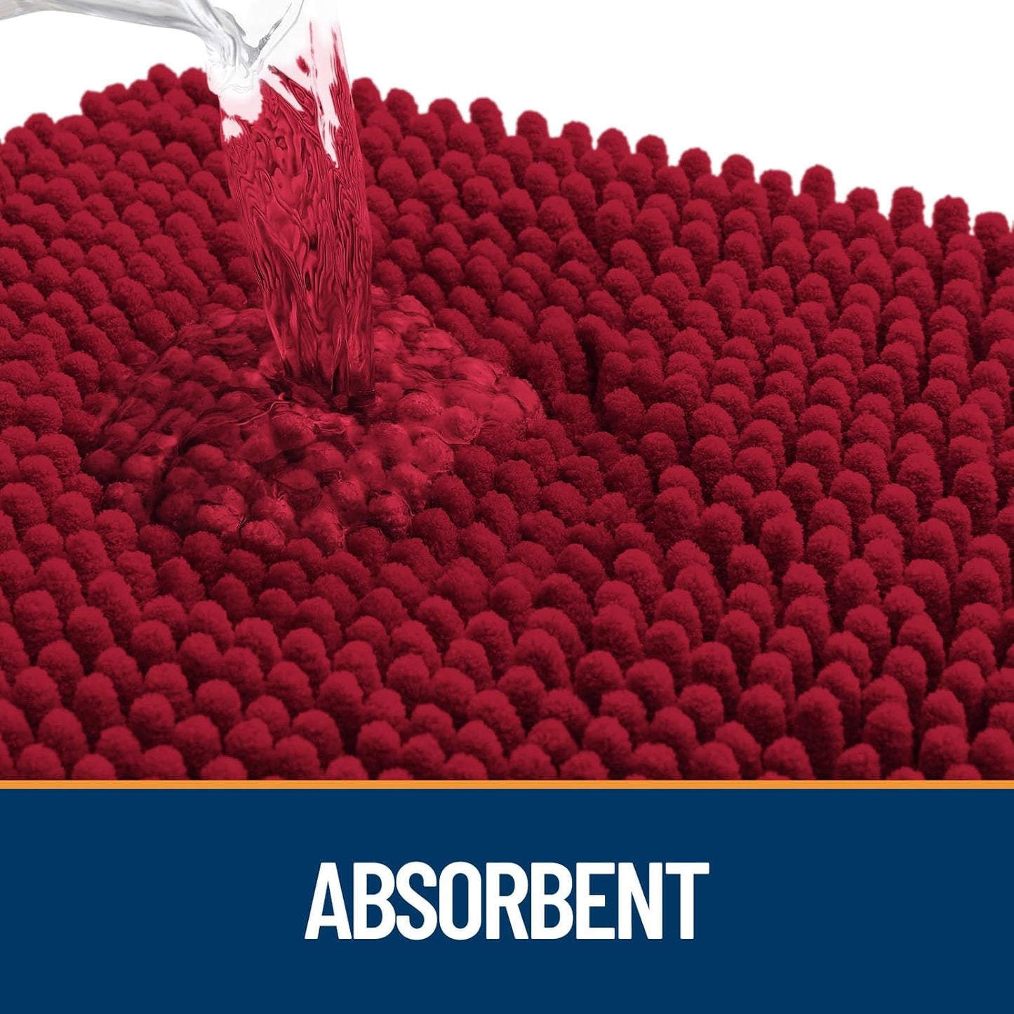 OLANLY Dog Door Mat for Muddy Paws 59x24, Absorbs Moisture and Dirt, Absorbent Non-Slip Washable Doormat, Quick Dry Chenille Mud Mat for Dogs, Entry Indoor Entryway Carpet for Inside Floor, Red