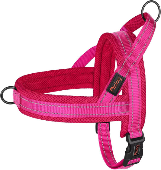 Didog No Pull Dog Harness with Soft Mesh Padded,Reflective & Quick Fit Light Weight Dog Strap Vest Harness,Easy for Walking Training (L:Chest 26-32", Mesh-Hot Pink)