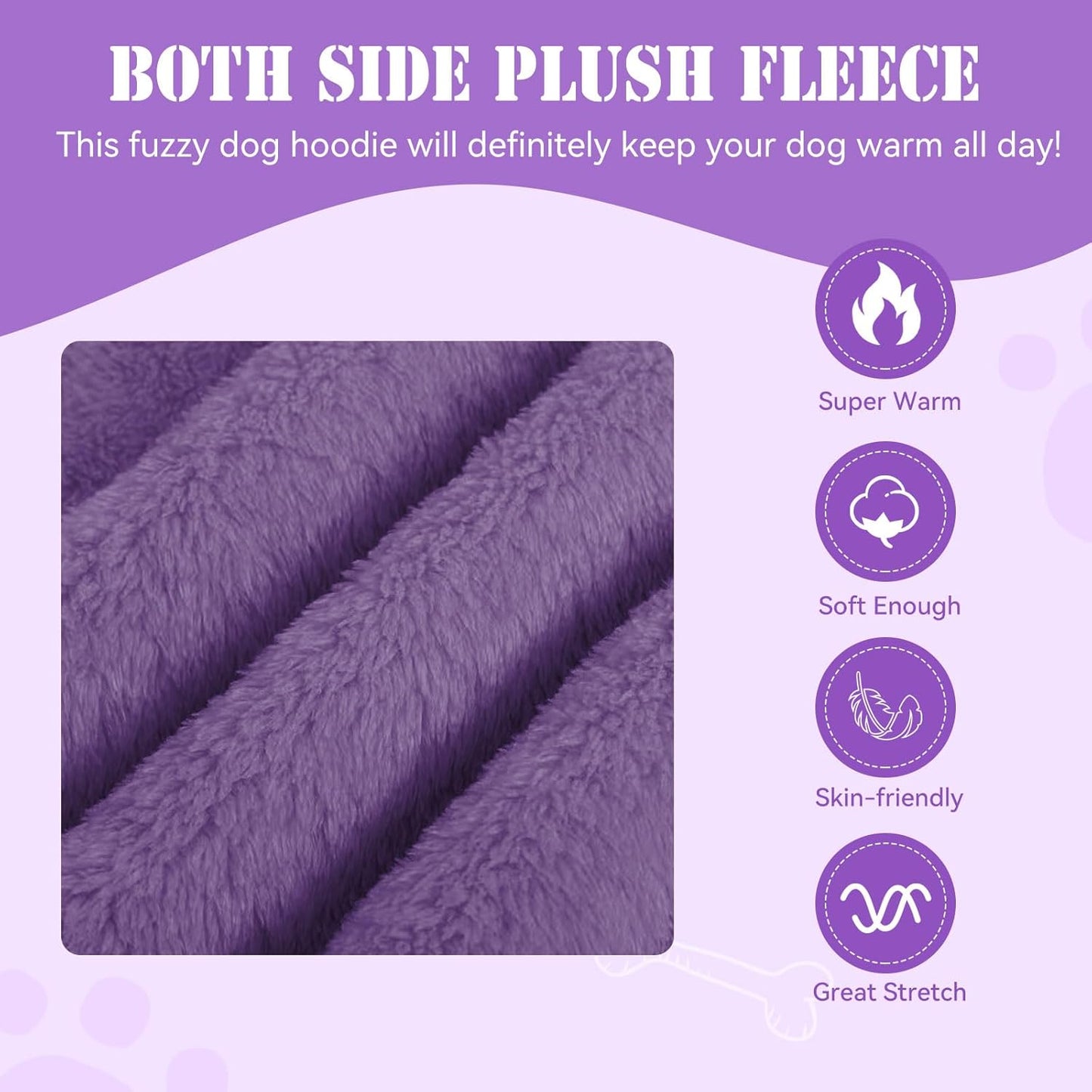 Fuzzy Dog Sweaters for Small Dogs Dog Hoodie Pet Clothes Warm Soft Cozy Coats Hooded Sweatshirt Fleece Small Pet Hoodies Sweater(Purple-XS)