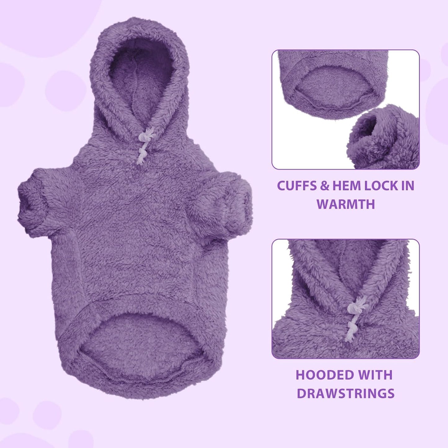 Fuzzy Dog Sweaters for Small Dogs Dog Hoodie Pet Clothes Warm Soft Cozy Coats Hooded Sweatshirt Fleece Small Pet Hoodies Sweater(Purple-S)