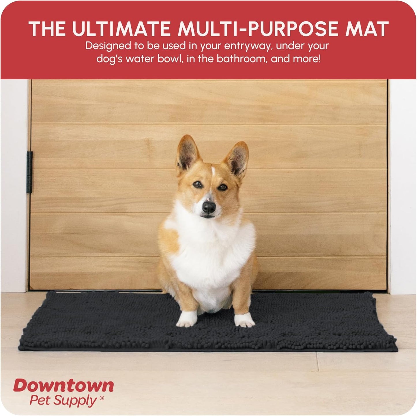 My Doggy Place Microfiber Dog Mat for Muddy Paws, 31" x 20" Charcoal - Absorbent and Quick-Drying Dog Paw Cleaning Mat, Washer and Dryer Safe - Non-Slip Rubber Backed Dog Floor Mat, Medium