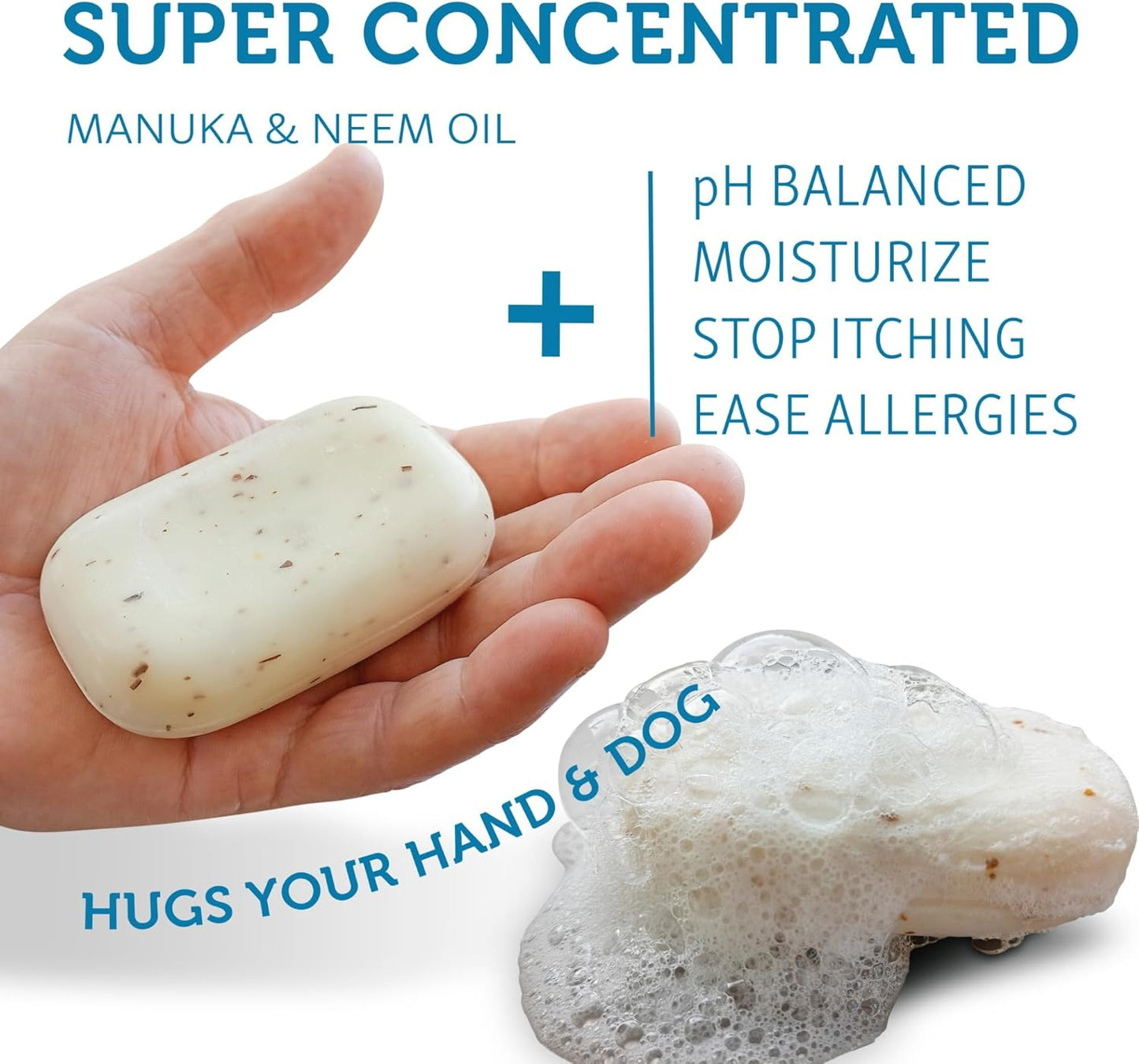 The Natural Dog Shampoo Bar Soap for Itchy Skin Relief - 3.5oz 100g - Dog Soap for Sensitive Skin with Manuka and Neem Oil to Ease Allergies and Itching