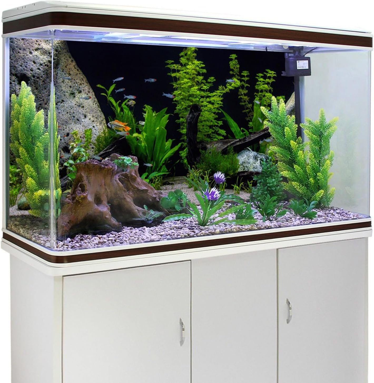 AWERT Vinyl Underwater Aquatic Plant Fish Tank Background Stone River Bed & Lake Aquarium Background 30x18 inches