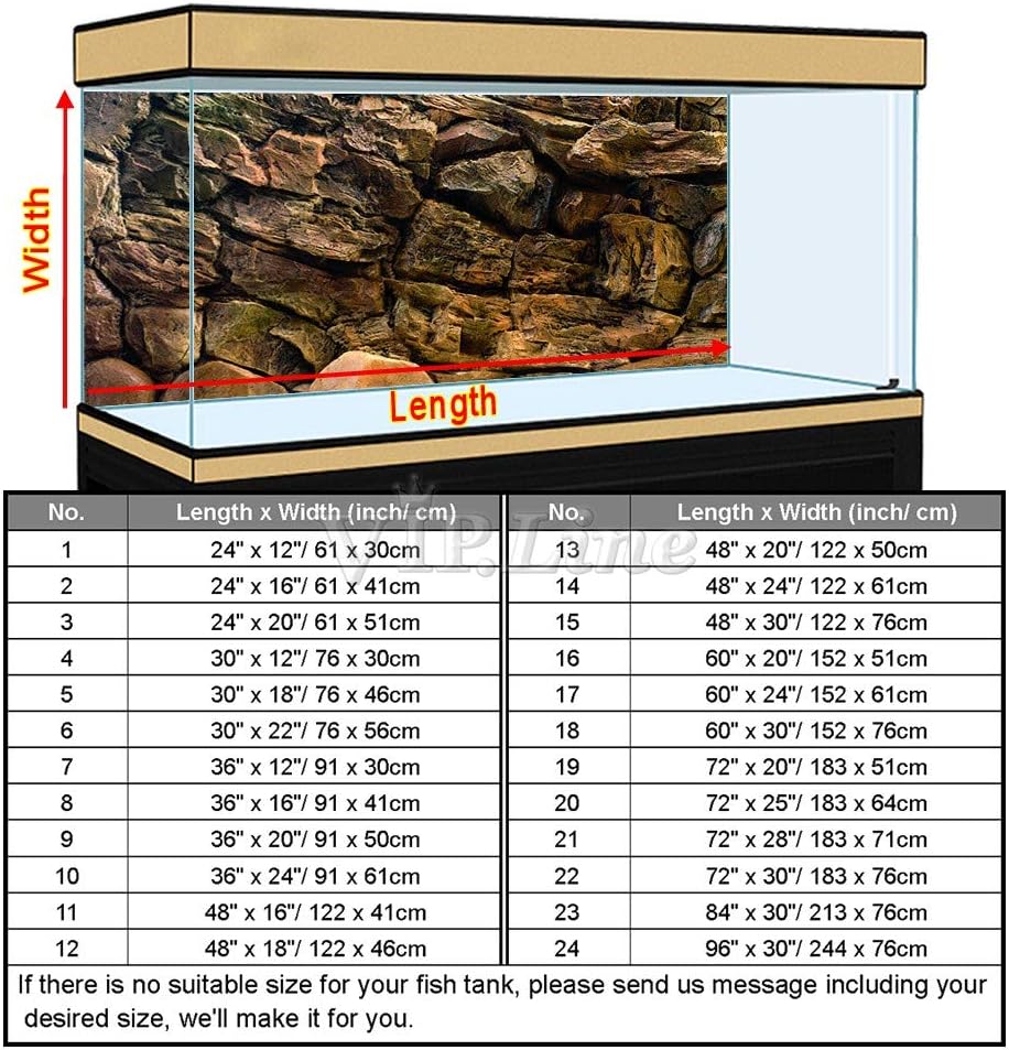 Rock Wall Aquarium Background Poster PVC Fish Tank Decor Landscape 24 36 48 72 (72" x 28"/ 183 x 71cm)