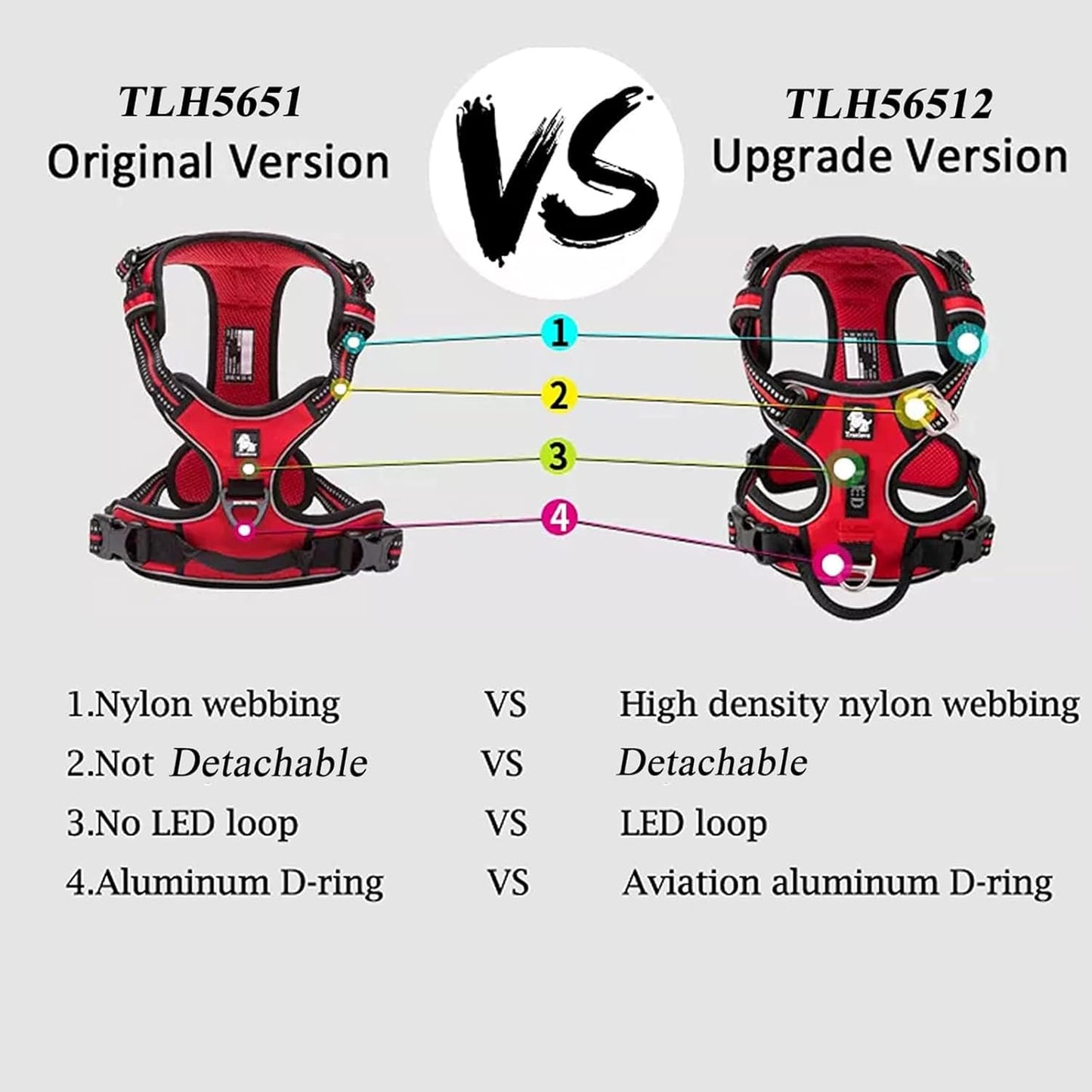 TRUE LOVE Dog Harness No Pull Nylon Reflective Pet Harness Adjustable Comfortable Control Step-in Brilliant Colors Truelove TLH56512 XS Gray