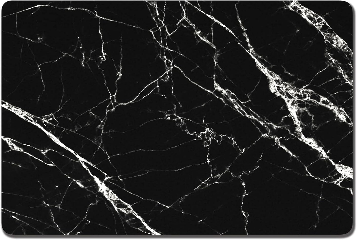 Rnivvi Dog Food Mat, 12" x 19" Marble Absorbent Dog Cat Bowl Mat for Food and Water, Cute Anti-Slip Rubber Pet Feeding Rug Protect Floors, Puppy Placemat for Feeding & Watering Supplies, Black