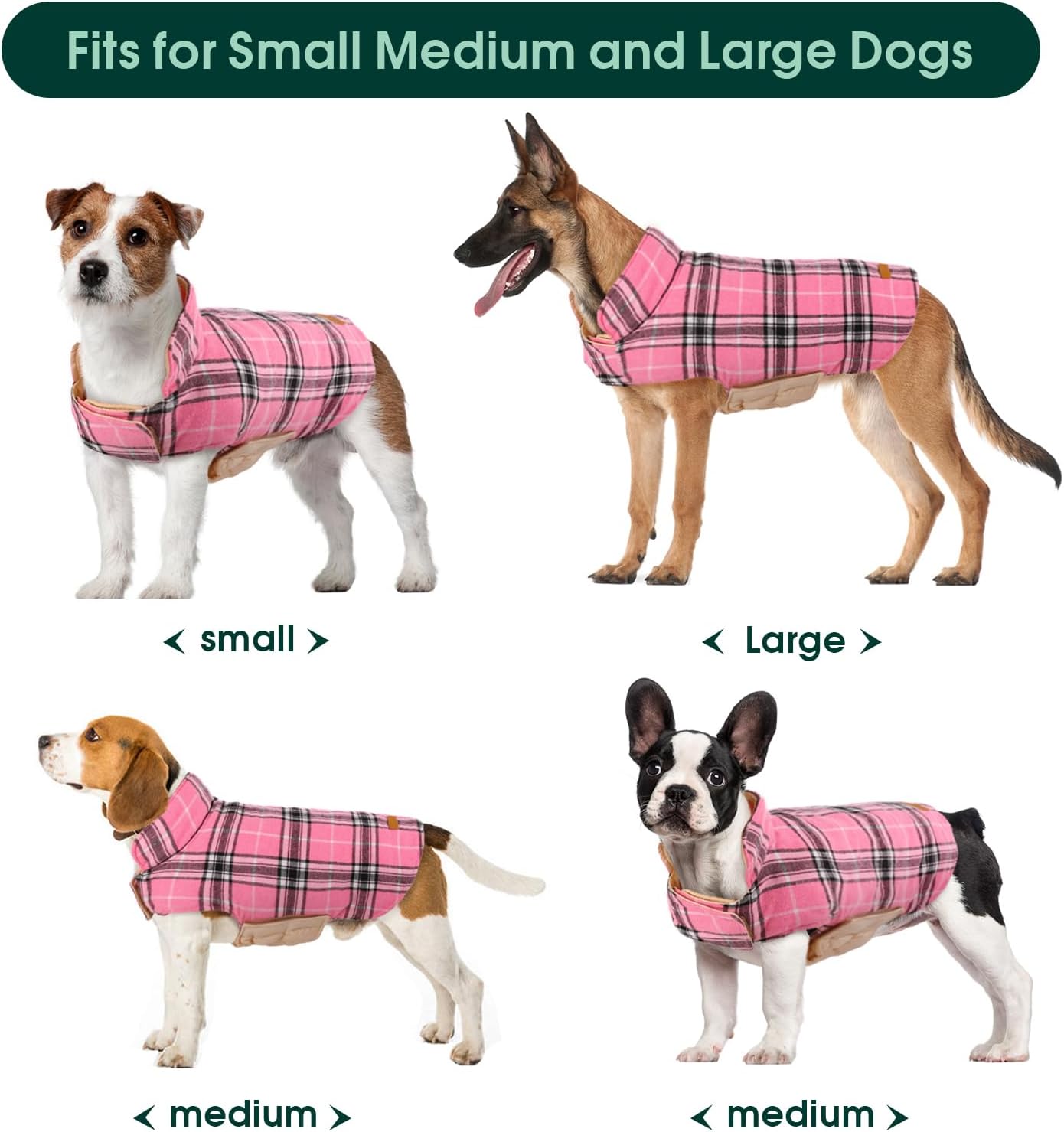 Kuoser Warm Dog Coat, Waterproof Dog Coats for X-Small Dogs, Adjustable Durable Doggie Winter Jacket Reversible Cozy Puppy Cold Weather Apparel from Small to Large Breed, Pink XS