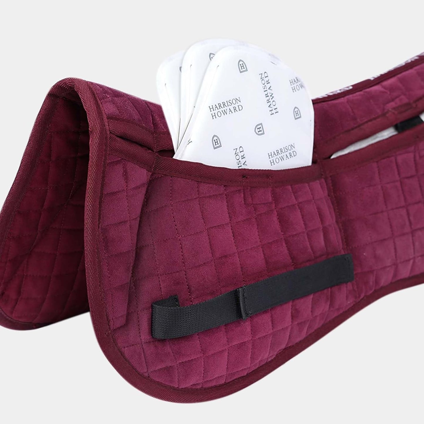 Harrison Howard Correction Half Pad with 4 Pockets and Foam Inserts with Differentiated Thickness Adjustable Horse Riding Pad with Added Cushioning and Comfort