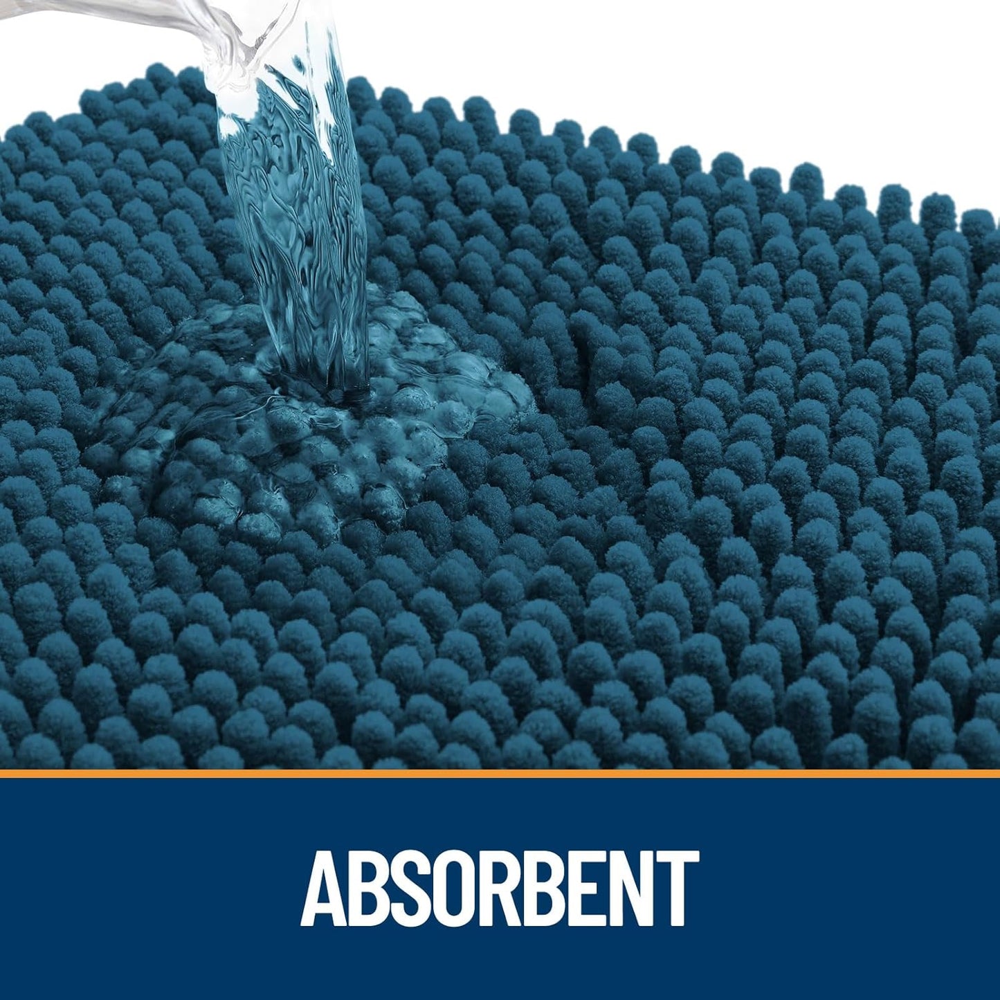 OLANLY Dog Door Mat for Muddy Paws 47x32, Absorbs Moisture and Dirt, Absorbent Non-Slip Washable Doormat, Quick Dry Chenille Mud Mat, Entry Indoor Entryway Carpet for Inside Floor, Atlantic Blue