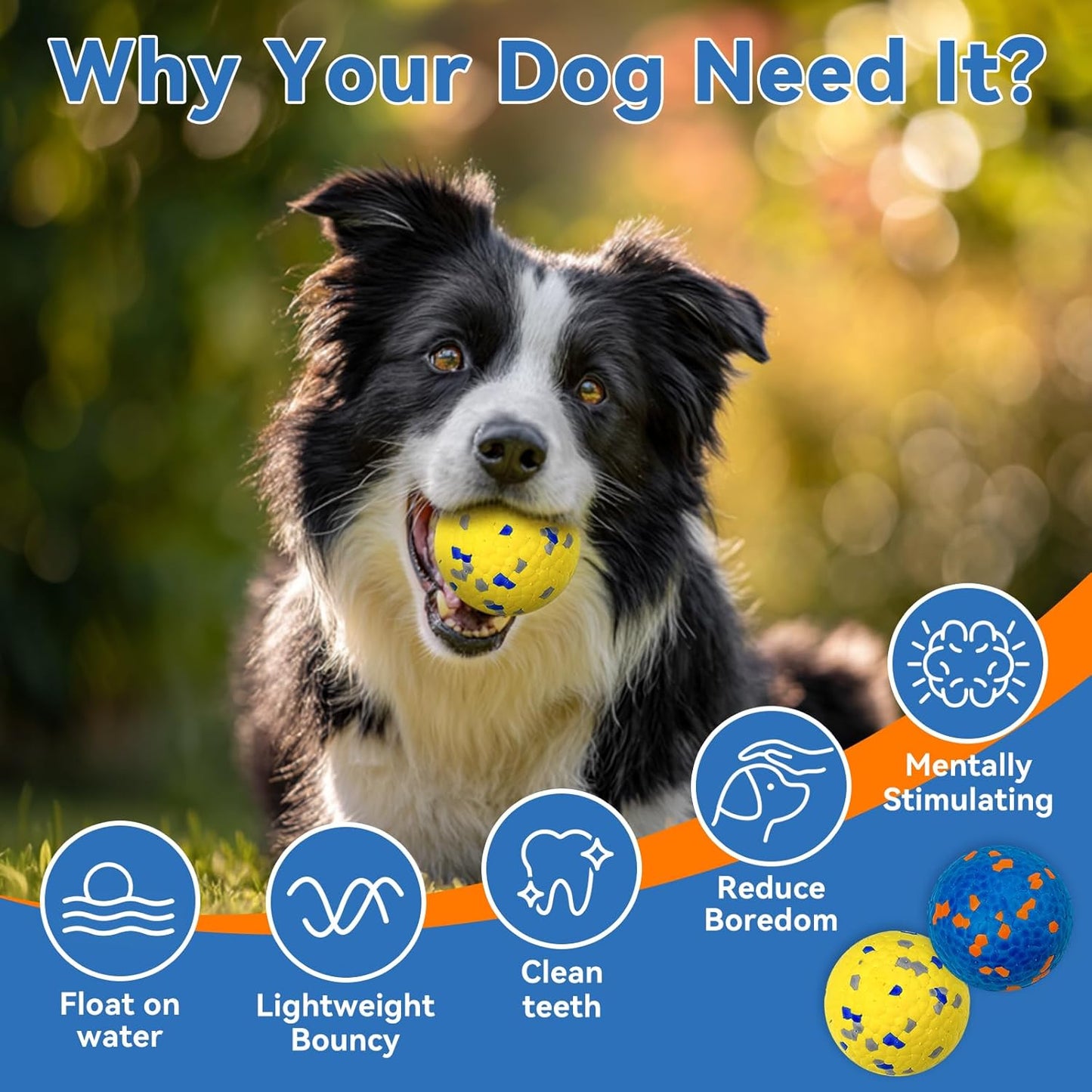 Indestructible Dog Ball Toy, Durable Dog Tennis Balls for Aggressive Chewers, High Bounce & Floating Balls for Dogs, Jolly Ball for Fetch in Yard, Beach & Pool(4 Pack)