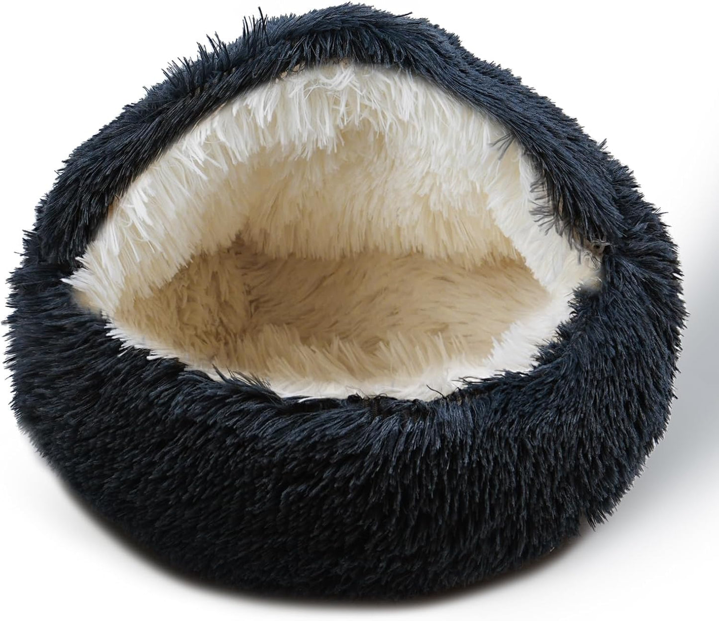 Cat Bed for Indoor Cats, Calming Cozy Cave with Self-Warming Plush, Entire Bed Machine Washable & Anti-Slip Base, Breathable Pet Bed for Small Cats&Dogs All Seasons (Dark Gray, 20 * 20inch)