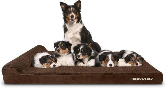The Dog’s Bed Orthopedic Headrest Dog Bed XXXL Brown Plush 64x44, Memory Foam, Pain Relief for Arthritis, Hip & Elbow Dysplasia, Post Surgery, Lameness, Veterinary Approved, Waterproof Washable Cover