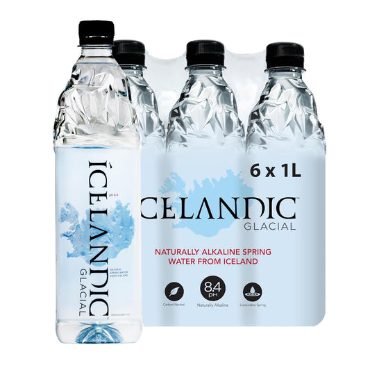 Icelandic Glacial Natural Spring Alkaline Water Liter Count, 1 Litre, 202.8 Fl Oz, (Pack of 6)