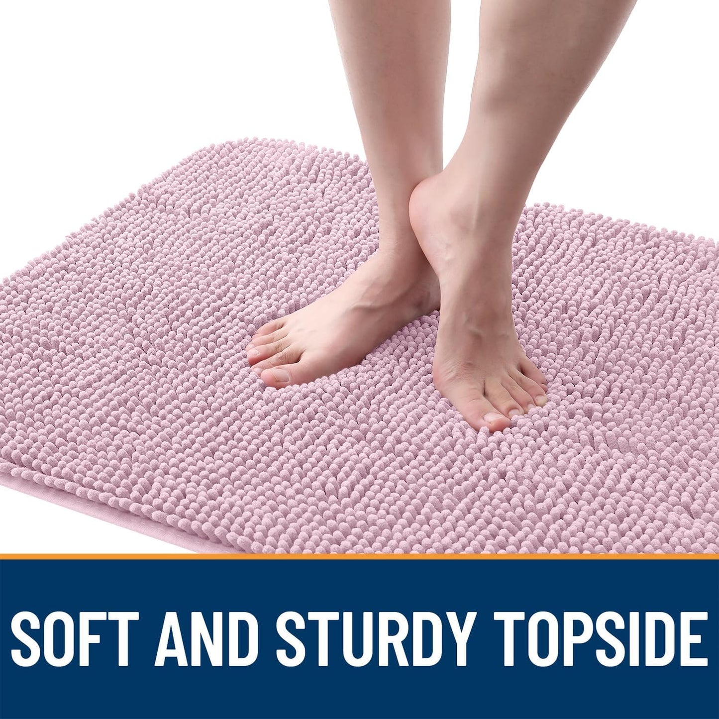 OLANLY Dog Door Mat for Muddy Paws 44x24, Absorbs Moisture and Dirt, Absorbent Non-Slip Washable Doormat, Quick Dry Chenille Mud Mat for Dogs, Entry Indoor Entryway Carpet for Inside Floor, Dusty Rose