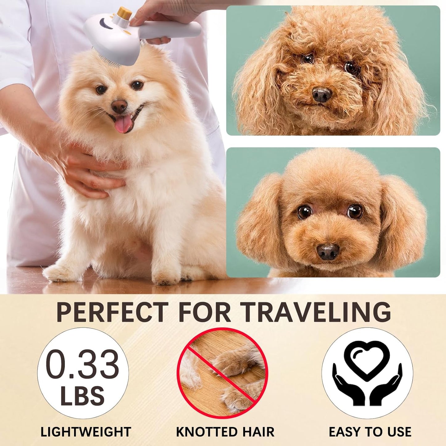 Pet Steam Brush for Cats and Dogs, 4 in 1 Spray Depilatory Comb, Cat Brush with Self-cleaning and Massage Functions Perfect for Long-haired and Short-haired Pets