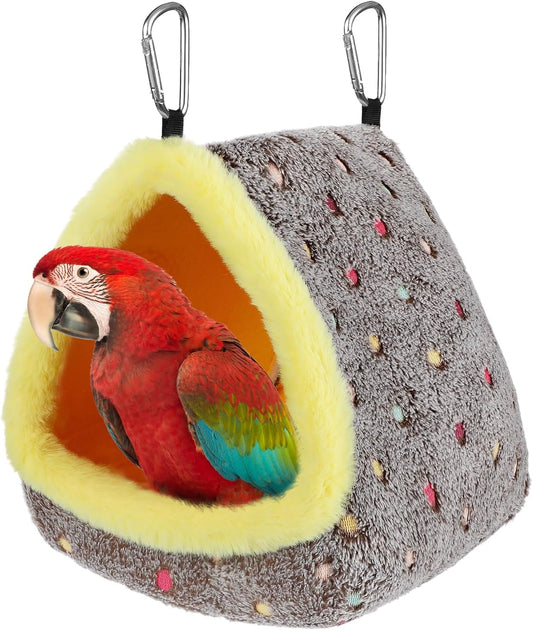 MEWTOGO Large Warm Bird Nest House - Cozy Bird Bed for Cage with Mat, Hanging Hammock Shed Hideaway Hut for Macaw African Grey Amazon Parrots