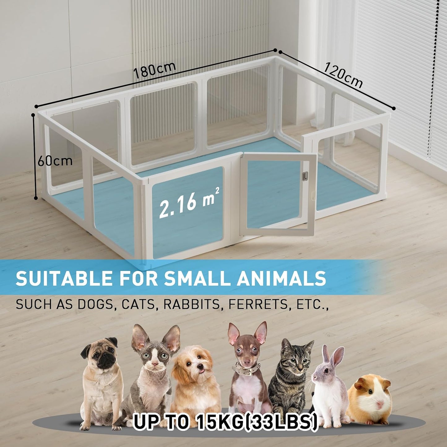 Citylife Dog Playpen with Door Clear Pet Playpen for Indoor Outdoor Easy to Install and Remove Puppy Playpen for Dogs, Cats, Bunnies, Pigs, 10 Panels