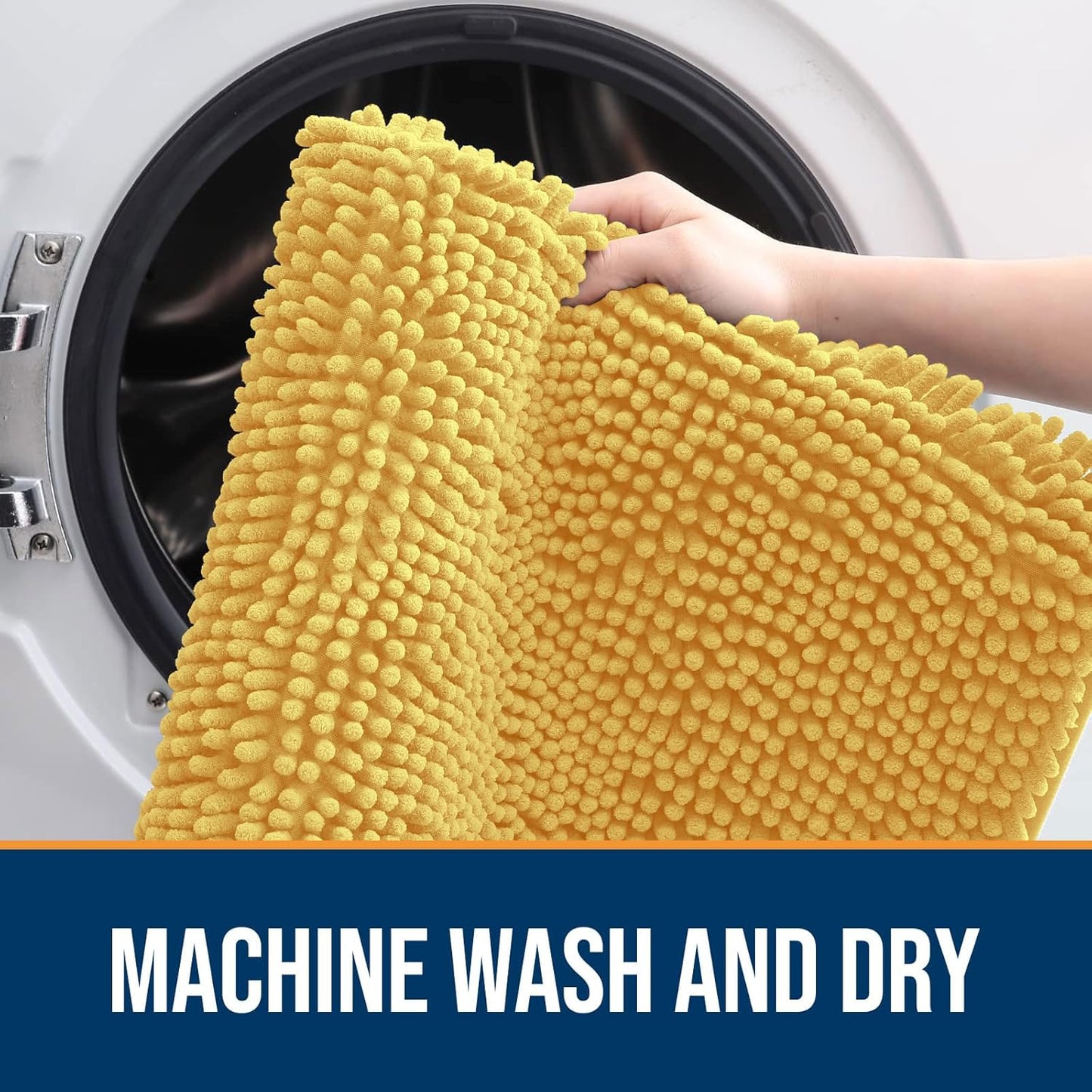 OLANLY Dog Door Mat for Muddy Paws 59x24, Absorbs Moisture and Dirt, Absorbent Non-Slip Washable Doormat, Quick Dry Chenille Mud Mat for Dogs, Entry Indoor Entryway Carpet for Inside Floor, Yellow