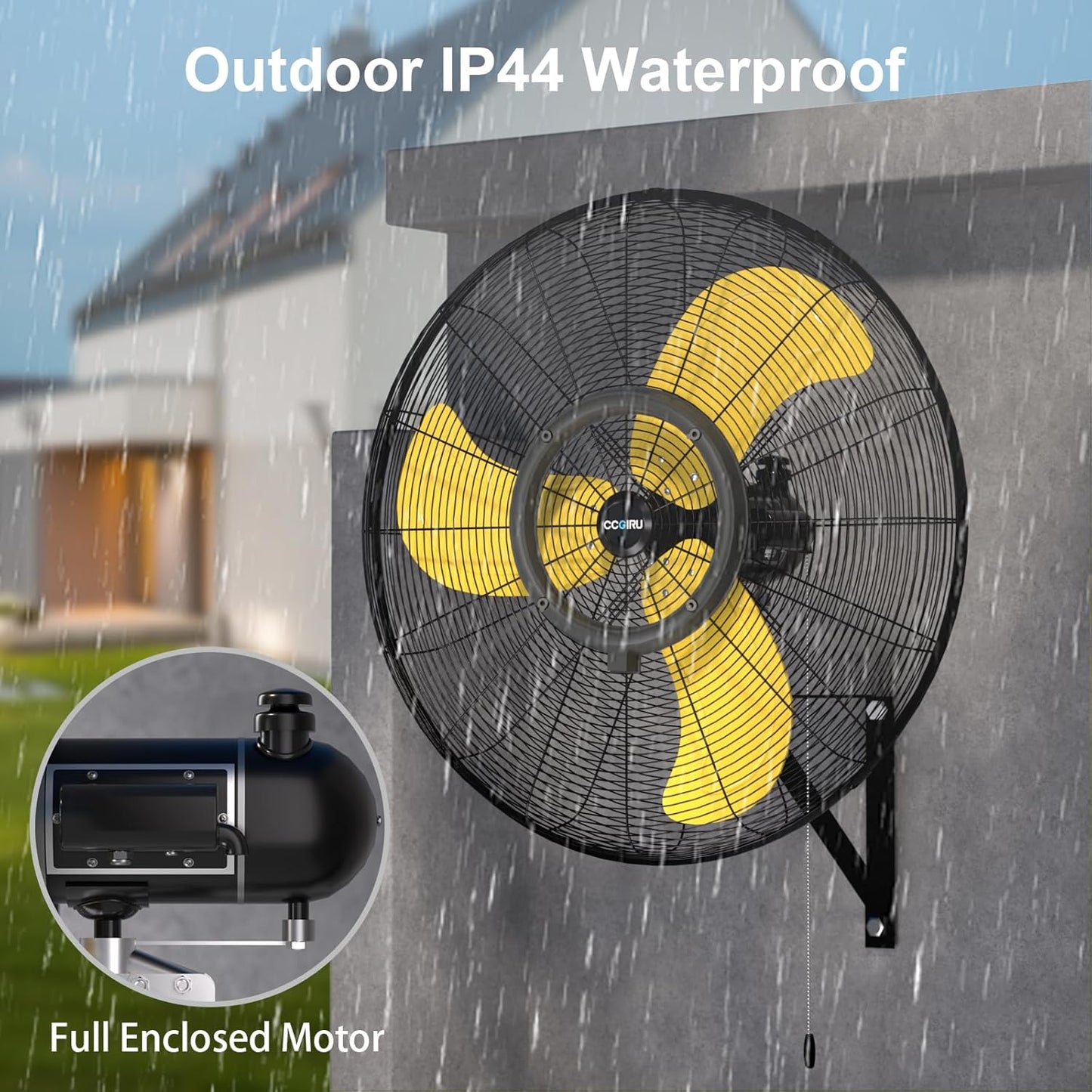 9600 CFM 30" Outdoor Wall Mount Misting Fans, High Velocity 3-Speed Waterproof Professional Oscillating Wall Fan, Heavy Duty Industrial Fan for Commercial, Garage, Warehouse, UL Listed