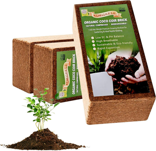 Coco Coir Brick for Plants- 5 Pack,1.4lbs 100% Organic Coconut Coir Soil Neutral pH, for Plant Growth and Root Developmentfor Growing Vegetables & Ideal Reptile Bedding (5)