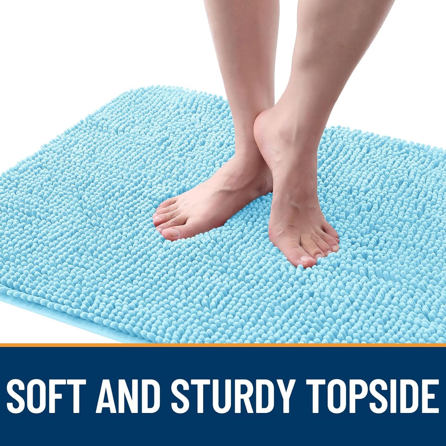 OLANLY Dog Door Mat for Muddy Paws 48x30, Absorbs Moisture and Dirt, Absorbent Non-Slip Washable Doormat, Quick Dry Chenille Mud Mat for Dogs, Entry Indoor Entryway Carpet for Inside Floor, Blue