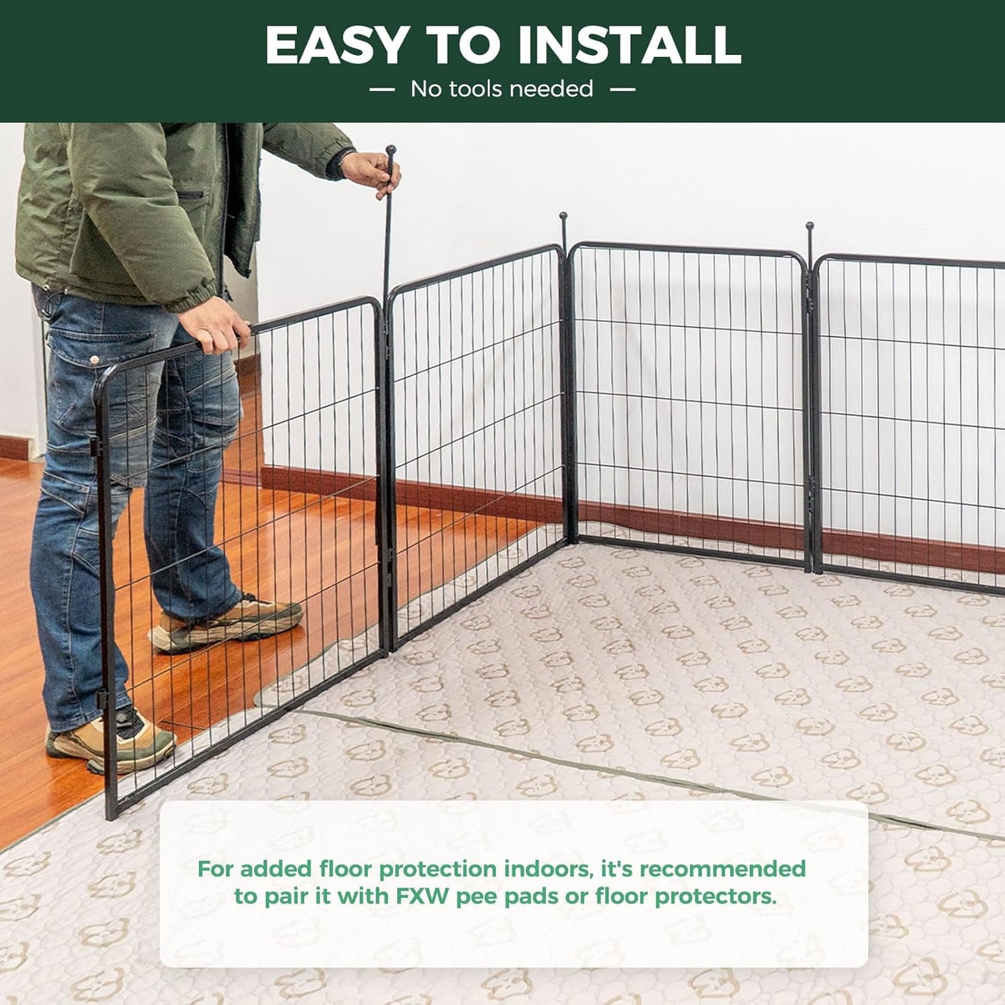 FXW Rollick Unleashed Dog Playpen for Indoor, Yard, RV Camping, 32 inch 32 Panels for Small and Medium Dogs, Black│Patented