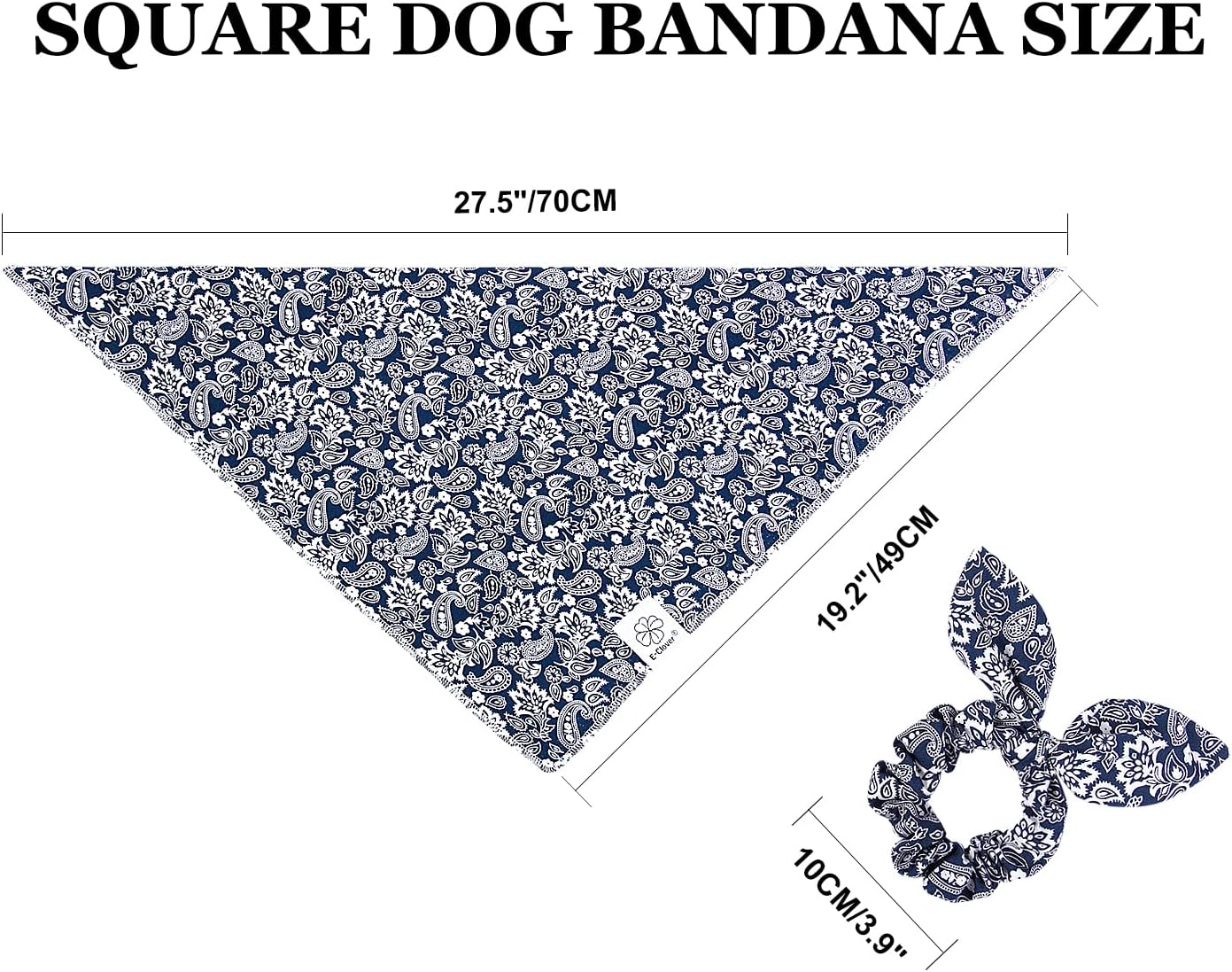 E-Clover Dog Bandanas Boy & Matching Scrunchie Set Dog Bandana Scarf Bibs with Bow Scrunchies for Medium Large Dogs Pet Owner Mom Boho