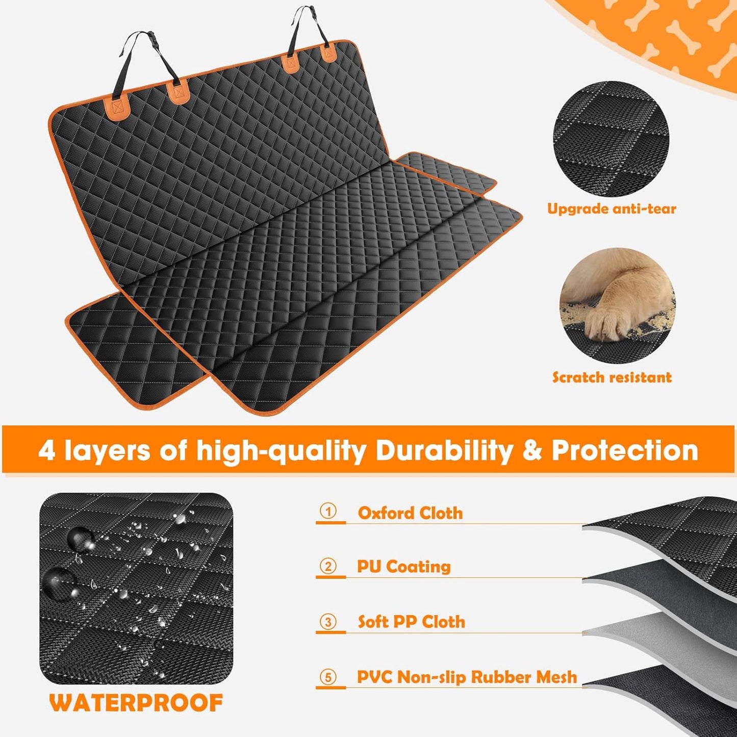 MIXJOY Truck Back Seat Cover for Dogs, Waterproof Pet Seat Covers for Trucks, Dog Cover for Truck Back Seat, Nonslip Pet Bench Seat Cover for Ford F150 F250 F350/Chevrolet Silverado/GMC/Ram