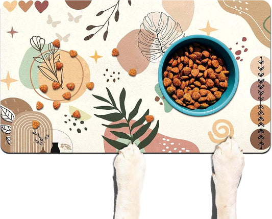 Pet Feeding Mat for Floors Waterproof Dog Mat for Food and Water Absorbent Quick Dry Non Slip mat for Cat Bowls