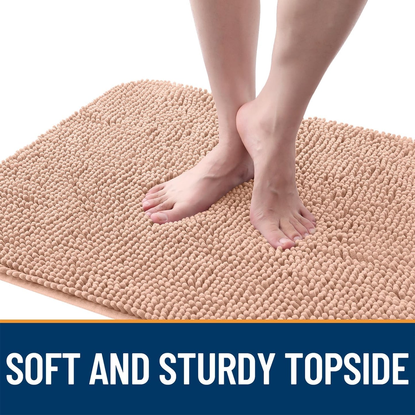 OLANLY Dog Door Mat for Muddy Paws 30x17, Absorbs Moisture and Dirt, Absorbent Non-Slip Washable Doormat, Quick Dry Chenille Mud Mat for Dogs, Entry Indoor Entryway Carpet for Inside Floor, Peach