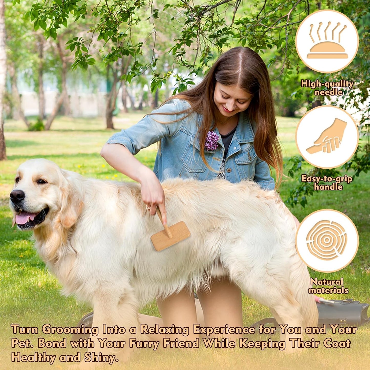 Dog Slicker Brush for Shedding & Grooming - Professional Dog Brush and Cat Brush with Coated Tips & Air-Cushion Design, Deshedding Tool Removes Undercoat Tangles & Loose Fur for Long/Short Hair Pets