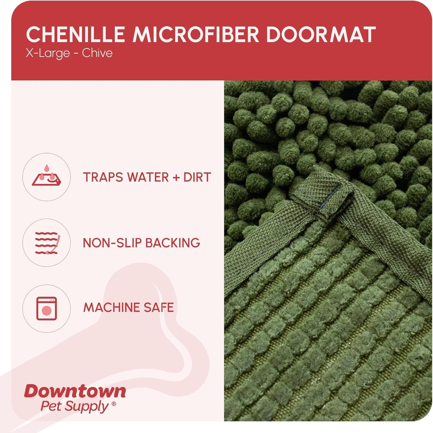 My Doggy Place Microfiber Dog Mat for Muddy Paws, 60" x 36" Chive - Non-Slip, Absorbent and Quick-Drying Dog Paw Cleaning Mat, Washer and Dryer Safe - X-Large/Runner