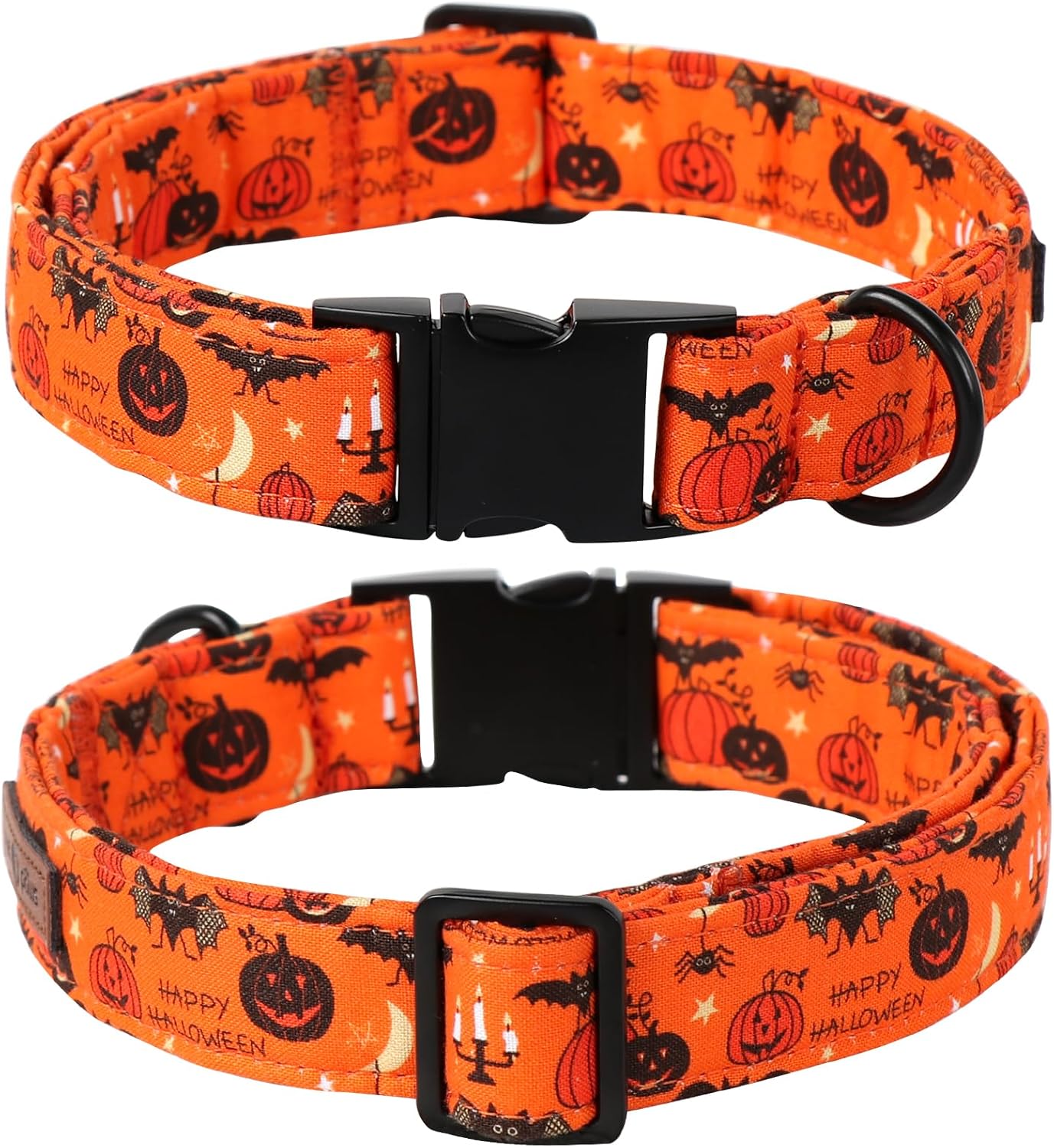 Lionet Paws Fall Halloween Dog Collar, Cute Bat Pumpkin Dog Collar for Small Dogs, Adjustable Cotton Orange Pet Collars Puppy Collar for Small Dogs