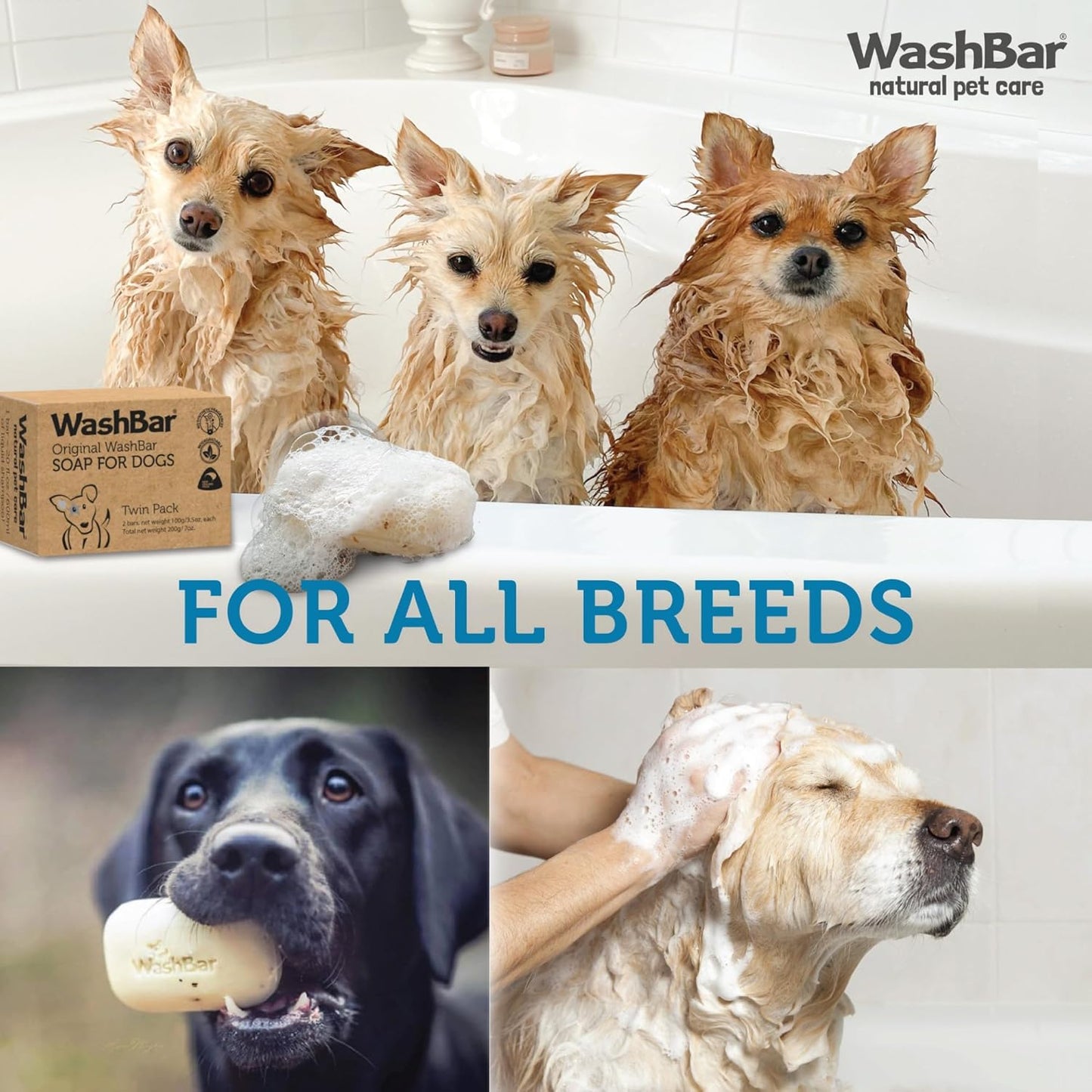 The Natural Dog Shampoo Bar Soap for Itchy Skin Relief - Twin Pack - Dog Soap for Sensitive Skin with Manuka and Neem Oil to Ease Allergies and Itching