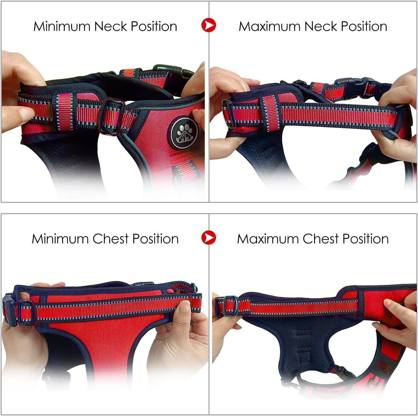 NESTROAD No Pull Dog Harness,Adjustable Oxford Dog Vest Harness with Leash,Reflective No-Choke Pet Harness with Easy Control Soft Handle for Large Dogs(X-Large,Red)